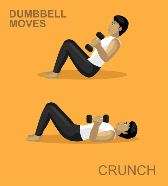 Crunch Dumbbell Beweegt Manga Gym Set Illustratie — Stockvector