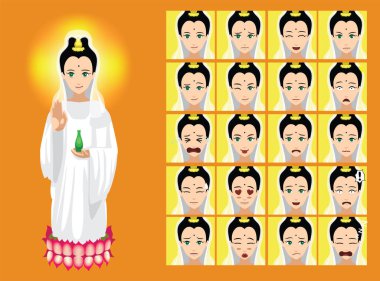 Manga Tarzı Çin Tanrısı Guan Yin Çizgi Film Karakteri Duygusallığı