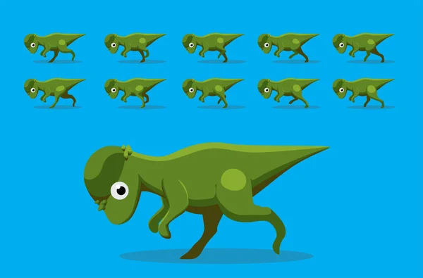 Animation Sequence Dinosaurie Pachycephalosaurus Kör Tecknad Vektor — Stock vektor