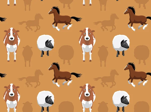 Livestock Farm Animals Seamless Wallpaper — Stock Photo, Image