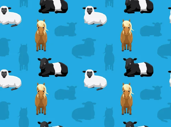 Livestock Farm Animals Seamless Wallpaper — Stock Vector