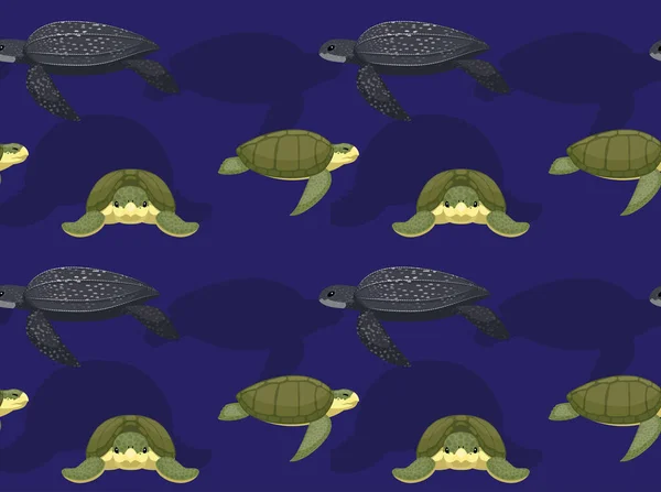 Sea Turtle Leatherback Cartoon Seamless Wallpaper — Stockový vektor