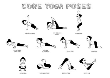 Yoga Çekirdeği Vektör Resimlerini Pozlandırdı Tek Renkli