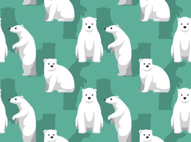 Polar Bear Standing Cute Cartoon Background Seamless Wallpaper