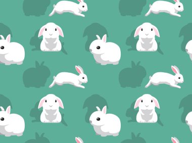 White Rabbit Cute Cartoon Background Seamless Wallpaper