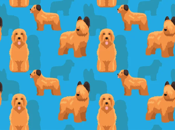 Dog Briard Cartoon Background Seamless Wallpaper — 스톡 벡터