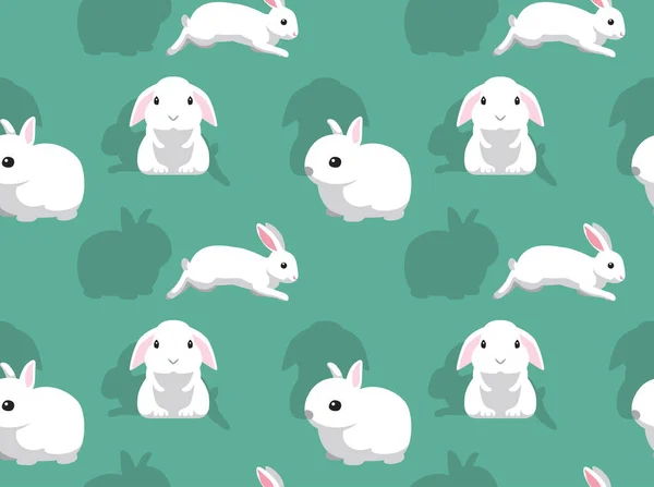 White Rabbit Cute Cartoon Background Seamless Wallpaper — Archivo Imágenes Vectoriales