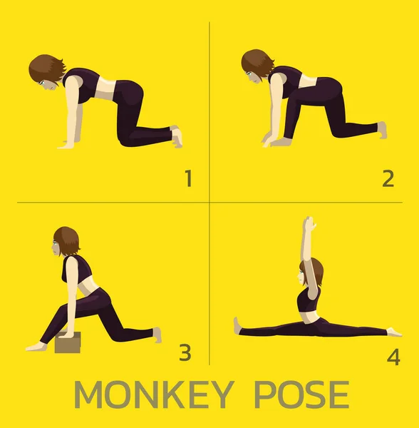 Hanumanasana. Monkey Pose. Yoga split. Girl doing hard yoga position Stock  Vector | Adobe Stock