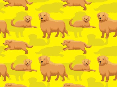 Golden Retriever Ayakta Duran Karikatür Kusursuz Duvar Kağıdı