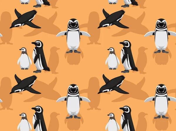 マゼランペンギン漫画の背景シームレスな壁紙 — ストックベクタ