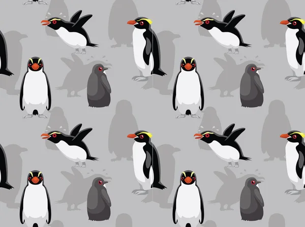 Snares Pinguim Cartoon Fundo Papel Parede Sem Costura — Vetor de Stock
