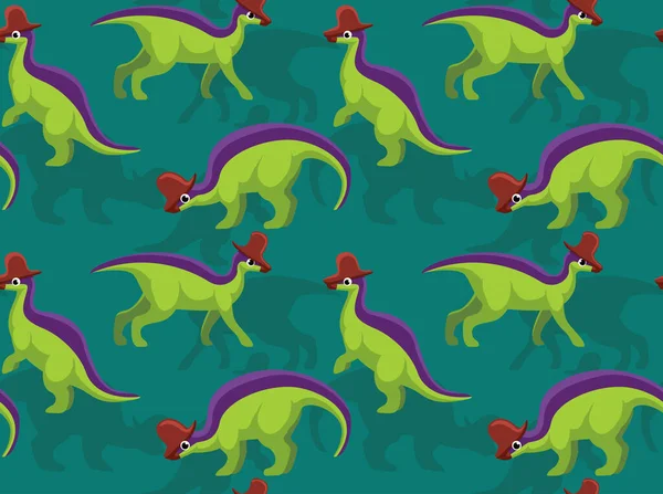 Lindo Lambeosaurus Fondo Dibujos Animados Sin Costuras Fondo Pantalla — Archivo Imágenes Vectoriales