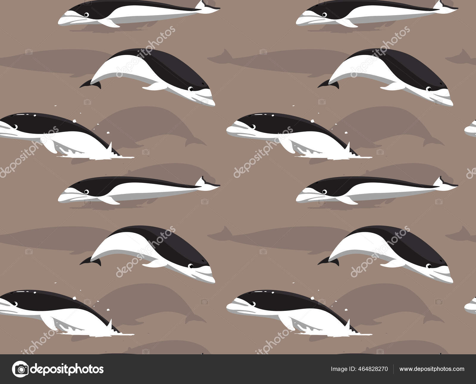 Southern Right Whale Dolphin Cartoon Background Seamless Wallpaper Stock  Vector Image by ©Punnawich #464828270