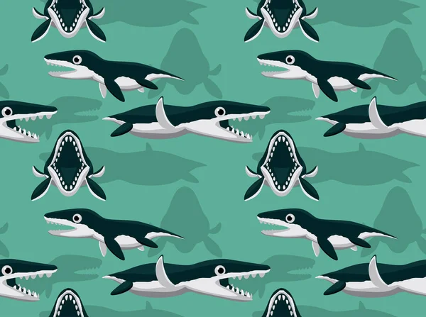 Dinosaur Kronosaurus Cartoon Background Seamless Wallpaper — Stock Vector