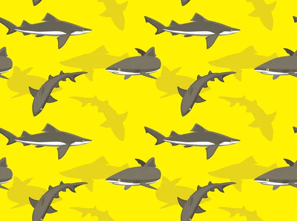 Broadfin Shark Cartoon Background Seamless Wallpaper — Stock Vector