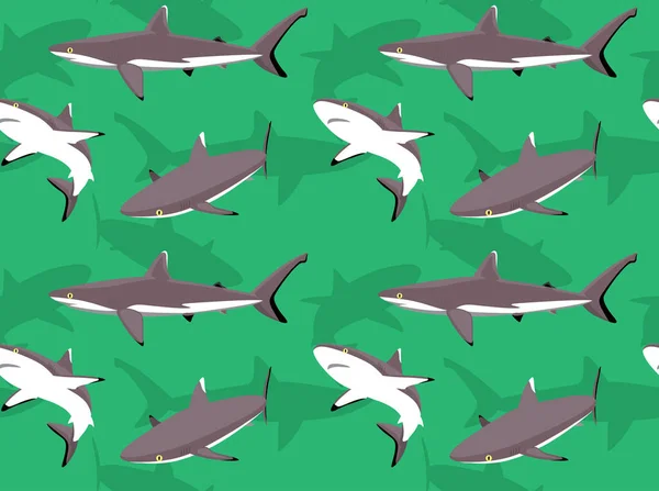 Grey Reef Shark Cartoon Background Seamless Wallpaper —  Vetores de Stock