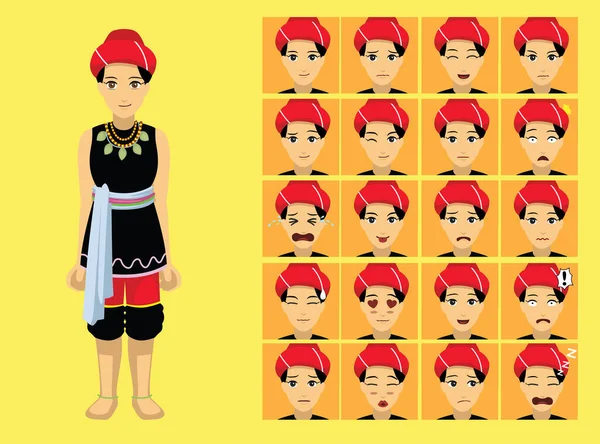 Манґа Style Kayah Woman Clothes Cartoon Character Emotion — стоковий вектор
