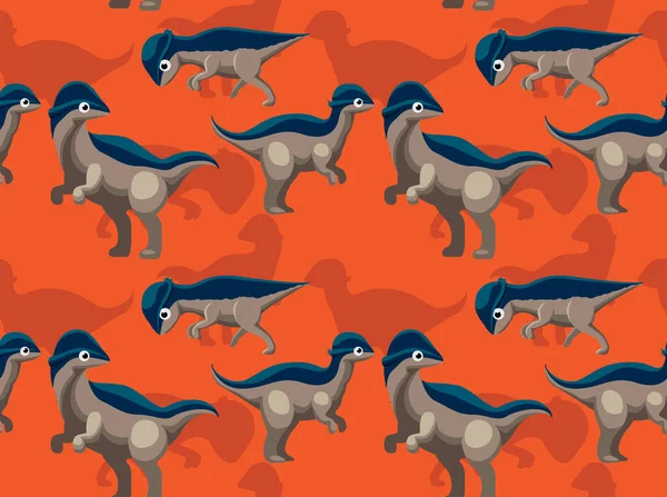Dinosaurie Stegoceras Söt Tecknad Bakgrund Sömlös Bakgrundsbild — Stock vektor