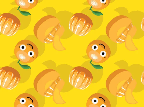 Fondo Pantalla Sin Costuras Fondo Dibujos Animados Naranja Fruta Linda — Vector de stock