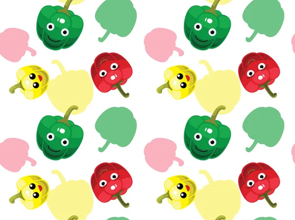 Roztomilý Bell Pepper Cartoon Pozadí Bezešvé Tapety — Stockový vektor