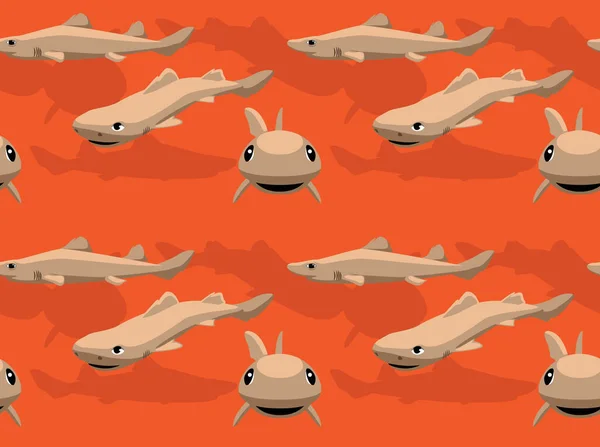 Leuke Gulper Shark Cartoon Achtergrond Naadloze Behang — Stockvector