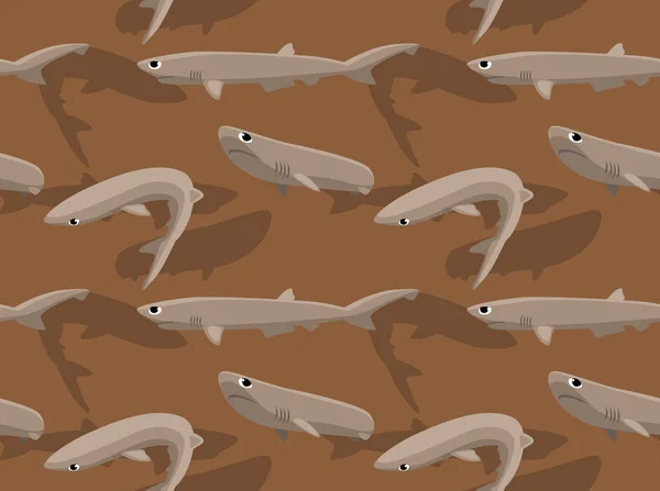 Leuke Bigeye Sixgill Shark Cartoon Achtergrond Naadloze Wallpaper — Stockvector