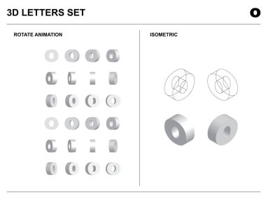 3d o Alfabe Harfleri Isometric Tel Çerçeve Vektörünü Canlandır