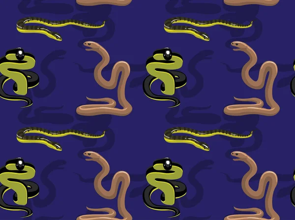 Inggris Snake Australian Venomous Cartoon Seamless Wallpaper - Stok Vektor