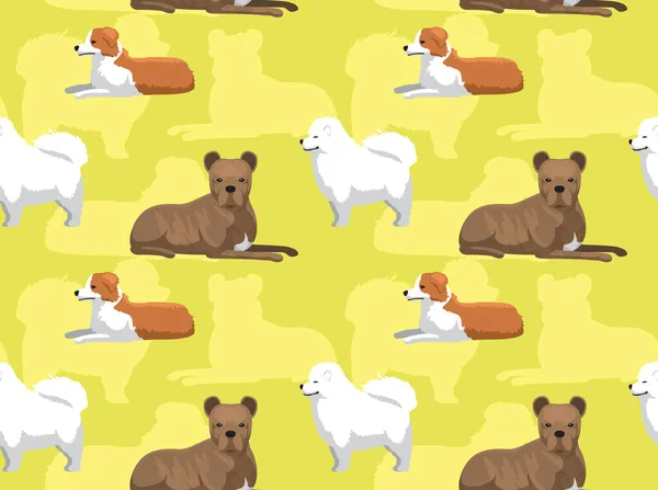 Dog Cartoon Naadloze Wallpaper Welsh Sheepdog — Stockvector