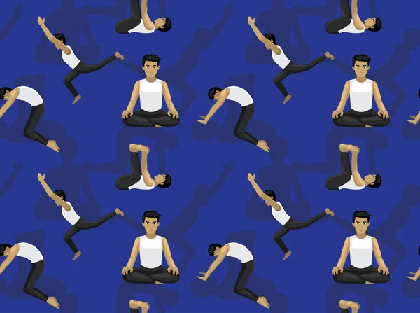 Manga Yoga Uomo Senza Cuciture Wallpaper Sfondo Blu — Vettoriale Stock