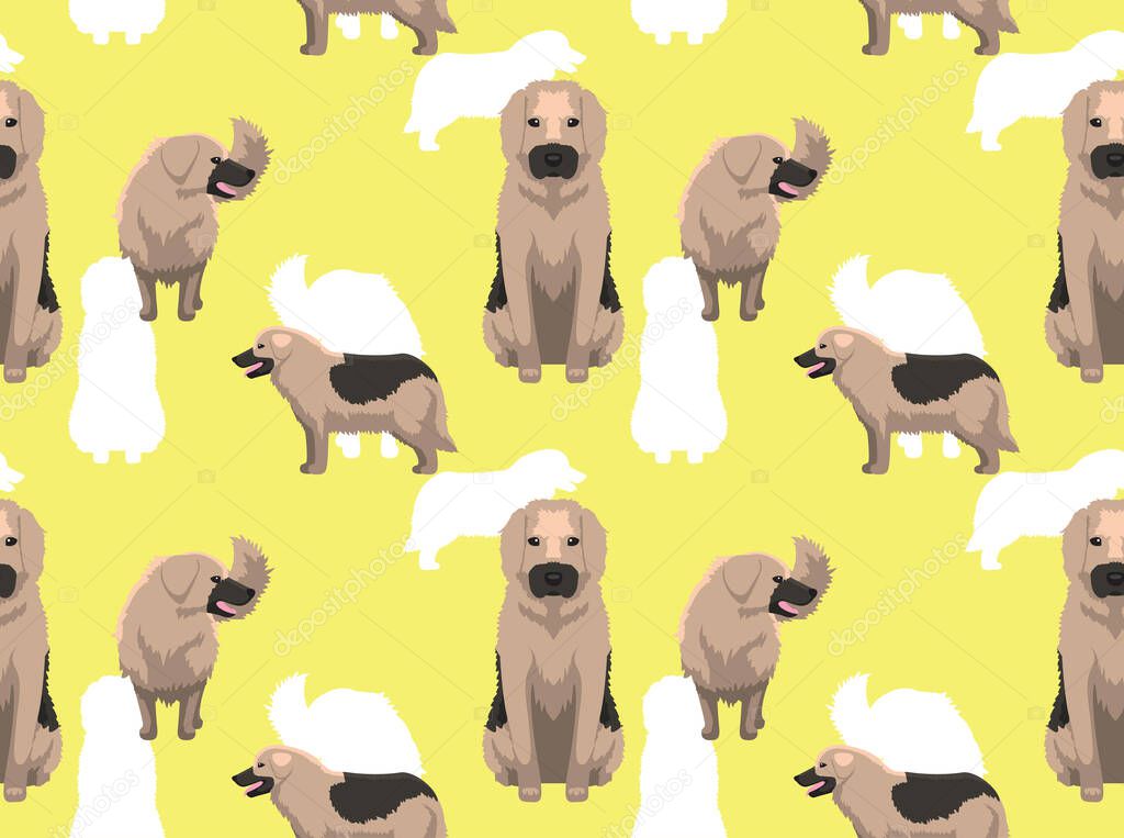 Dog Sarplaninac Cartoon Seamless Wallpaper