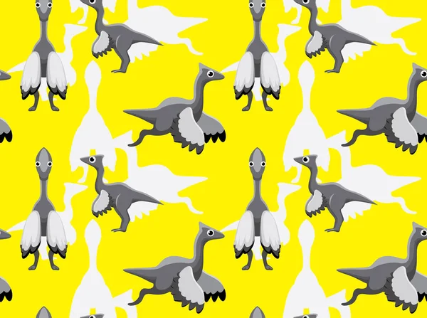 Cute Dinosaur Pelecanimimus Cartoon Background Seamless Wallpaper — Stock Vector