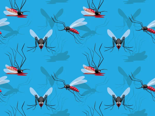 Lindo Mosquito Muerto Fondo Dibujos Animados Sin Costuras Fondo Pantalla — Vector de stock