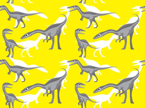 Dinosauro Coelophysis Carino Sfondo Del Fumetto Senza Soluzione Continuità Wallpaper — Vettoriale Stock