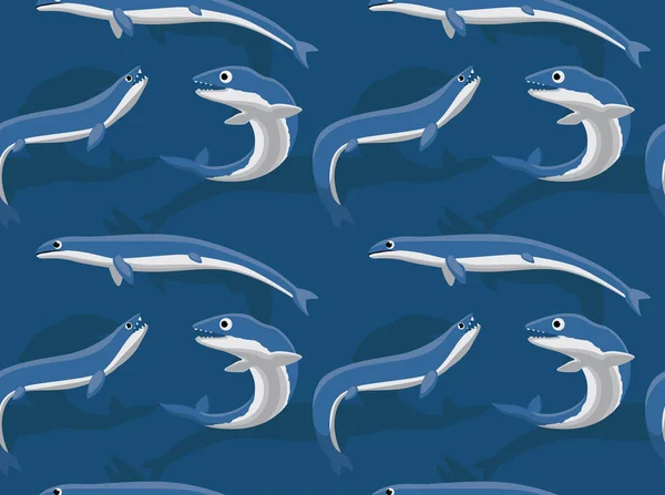 Cute Sea Monster Basilosaurus Cartoon Background Seamless Wallpaper — Stock Vector