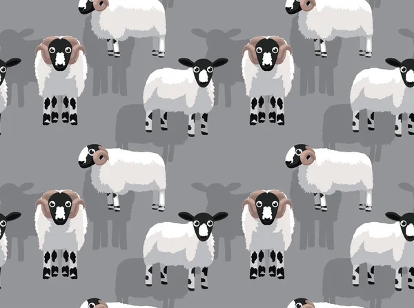 Sheep Rough Fell Cartoon Fundo Papel Parede Sem Costura —  Vetores de Stock