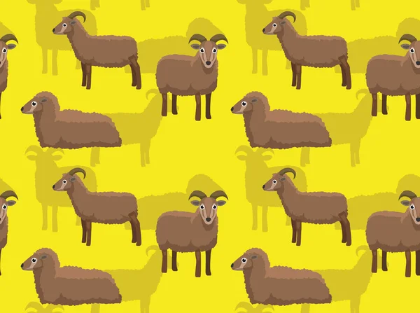 Sheep Castlemilk Moorit Cartoon Background Seamless Wallpaper — Stock Vector