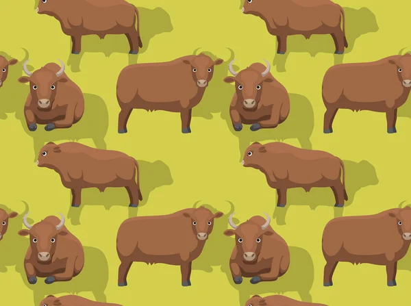 Vache Beefalo Fond Bande Dessinée Sans Couture Fond Écran — Image vectorielle