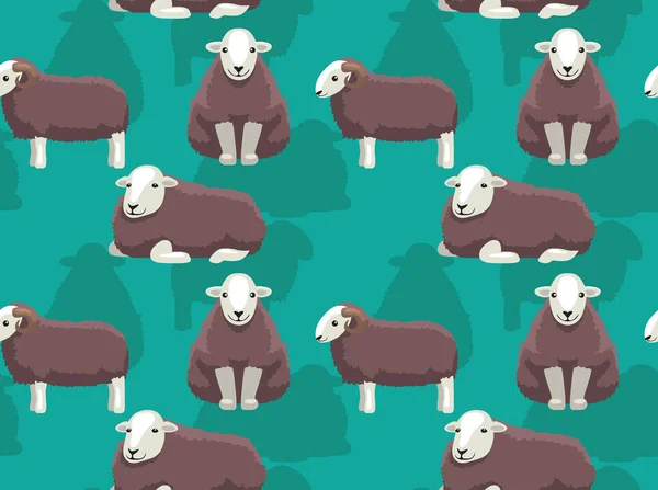 Sheep Herdwick Cartoon Fundo Papel Parede Sem Costura —  Vetores de Stock
