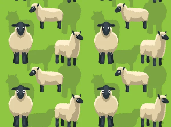 Ovce Suffolk Kreslené Pozadí Bezešvé Tapety — Stockový vektor