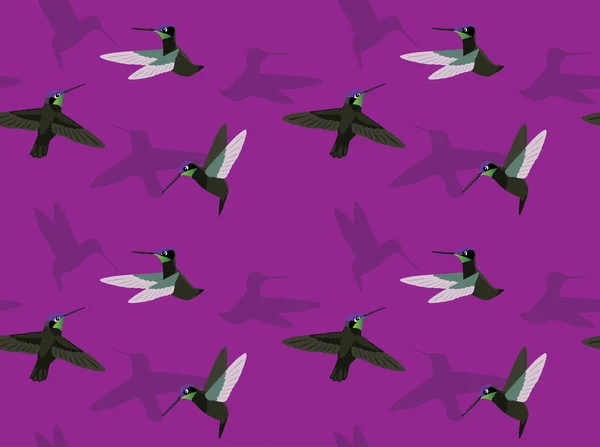 Uccello Magnifico Colibrì Volante Cartoni Animati Sfondo Senza Soluzione Continuità — Vettoriale Stock