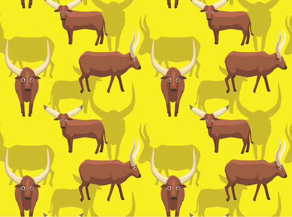 Cow Watusi Cartoon Background Seamless Wallpaper