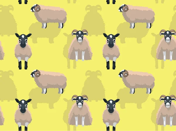 Ovelhas Escocês Blackface Cartoon Fundo Papel Parede Sem Costura —  Vetores de Stock