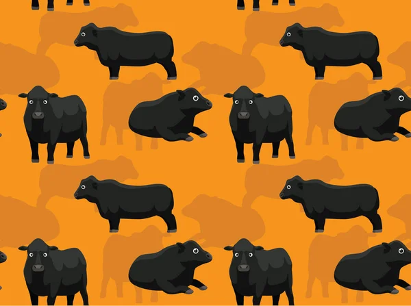 Vache Brangus Fond Bande Dessinée Sans Couture Fond Écran — Image vectorielle