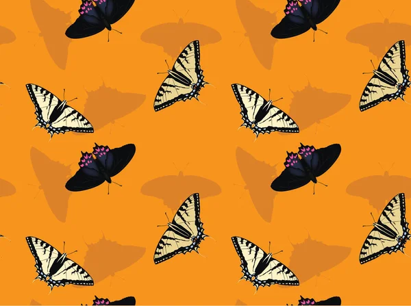 Pale Swallowtail Cartoon Background Seamless Wallpaper — 스톡 벡터