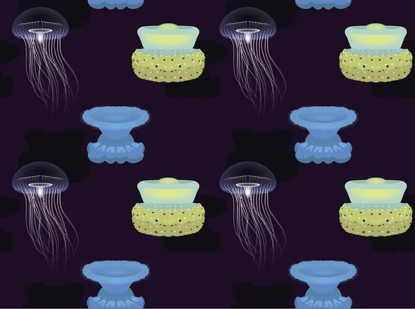 Enyhe Stinger Jellyfish Aequorea Háttér Zökkenőmentes Tapéta — Stock Vector