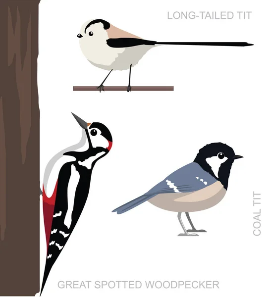 Bird Tit Set Cartoon Vector Illustration — Stockový vektor