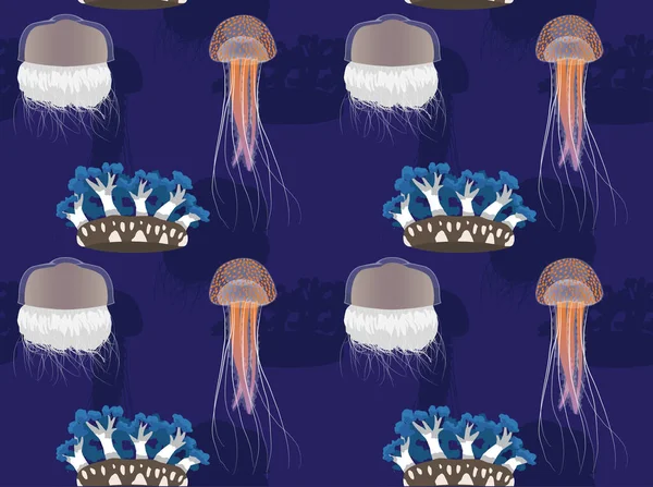 Stinger Jellyfish Pelagia Background Seamless Wallpaper — ストックベクタ