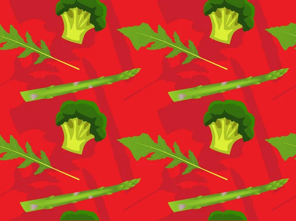 Espárragos Vegetales Arugula Brócoli Fondo Pantalla Transparente — Vector de stock