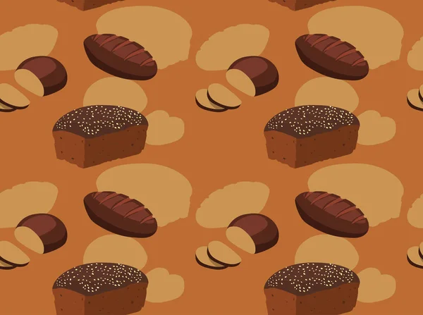 パンの種類パンパーニッケルシームレスな背景壁紙 — ストックベクタ